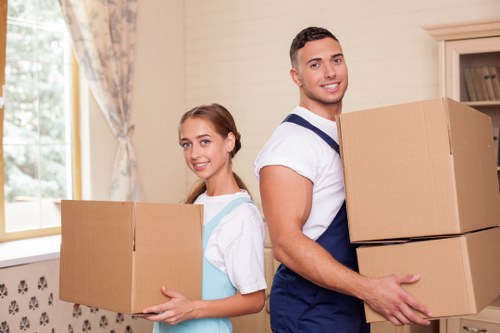 Boxes and furniture prepared for a flat move in Bromley